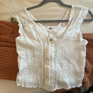 White lace / crochet Free People cropped tank